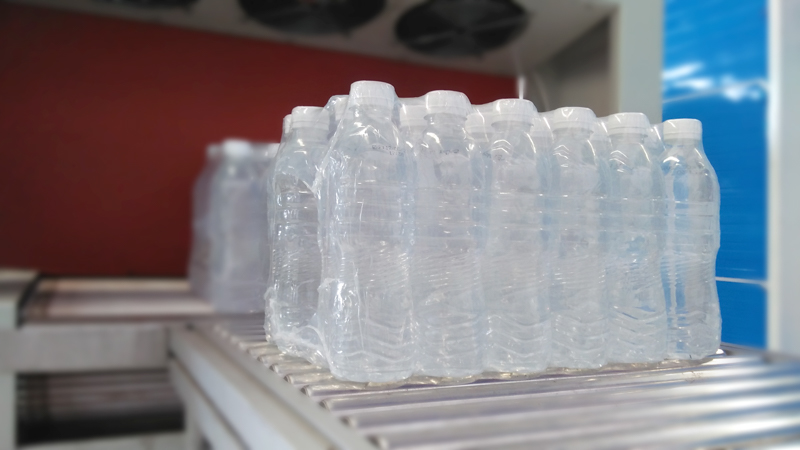 shrink film on water bottles